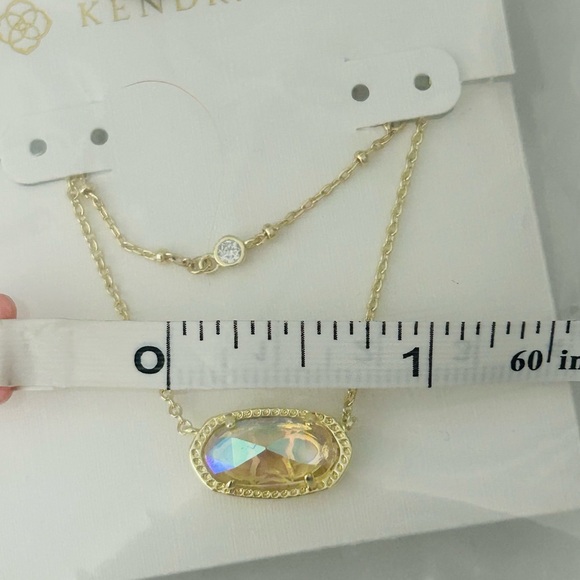 Kendra Scott Elisa Gold Necklace Dichroic Glass Pendant Iridescent + BONUS - Picture 8 of 12